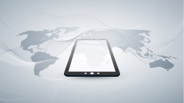 Dijital Ağ bağlantıları, teknolojik altyapı - Cloud Computing tasarım konsepti ile Dünya Haritası