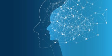 Destek yardım ve ağlar tasarım konsepti tel kafes ve insan kafası ile makine yapay zeka, öğrenme, Cloud Computing, otomatik