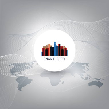 Renkli akıllı şehir, tasarım kavramı - dijital ağ bağlantıları, teknolojik altyapı bulut