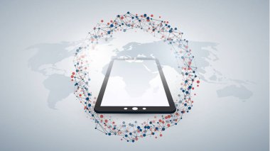 Dijital Ağ bağlantıları, mobil teknoloji arka plan - bulut bilgi işlem tasarım konsepti