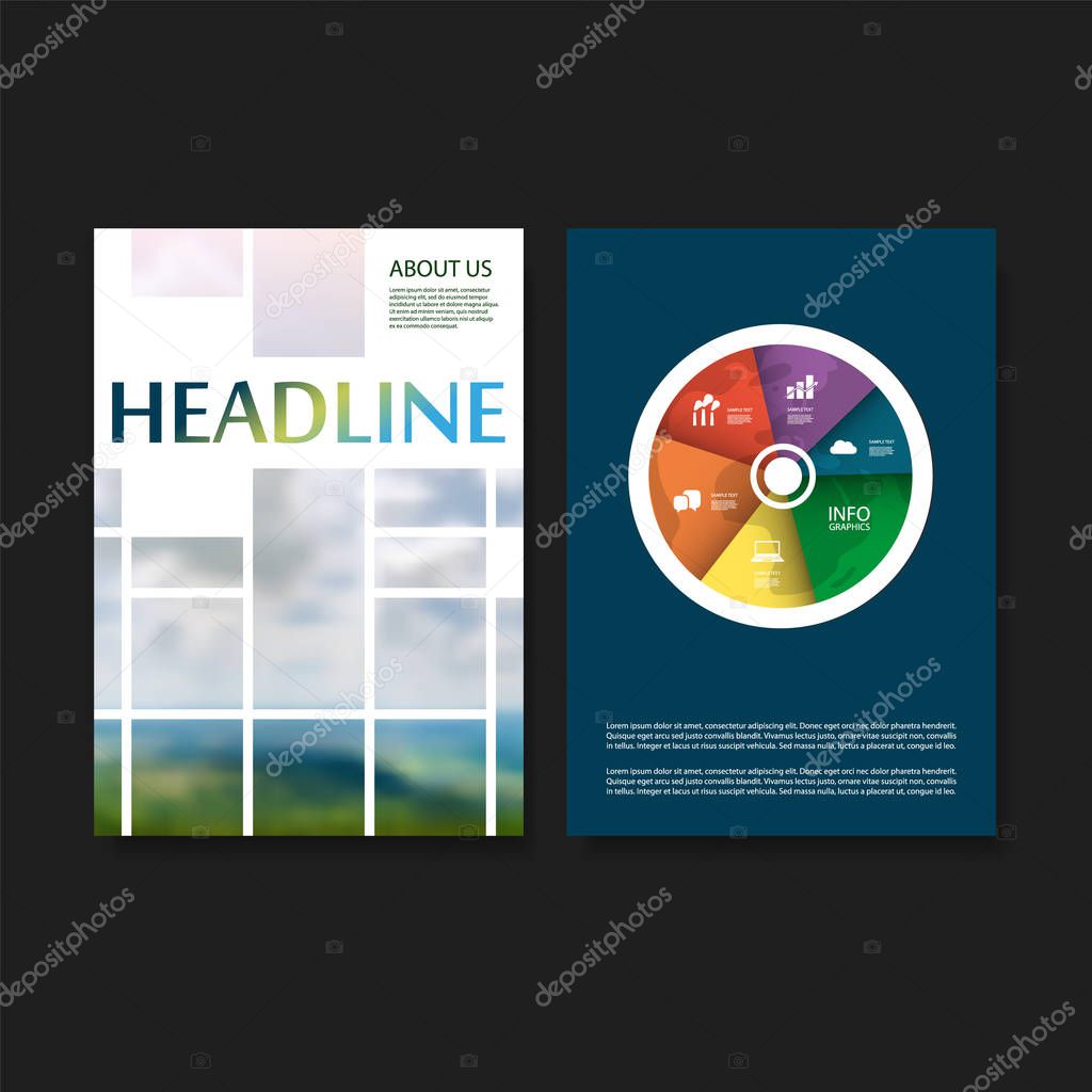 Modern Style Tiled Flyer or Cover Design for Your Business with Blurred Hills and Sky View Image - Applicable for Reports, Presentations, Placards, Posters - Creative Vector Template 