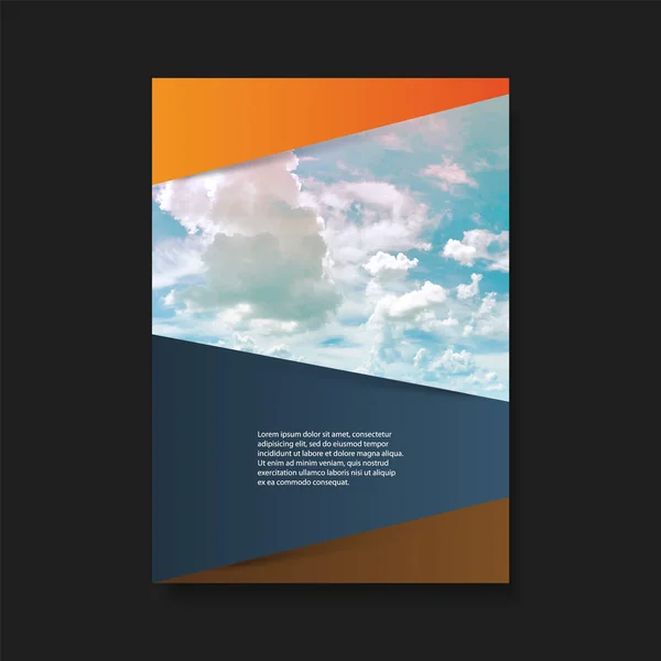 Folheto de estilo moderno ou design de capa para o seu negócio com imagem céu nublado - aplicável para relatórios, apresentações, placas, cartazes, guias de viagem — Vetor de Stock