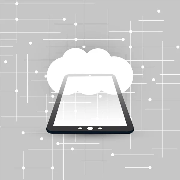 Cloud Computing Design Concept con Tablet PC - Connessioni di rete digitali, Sfondo tecnologico — Vettoriale Stock