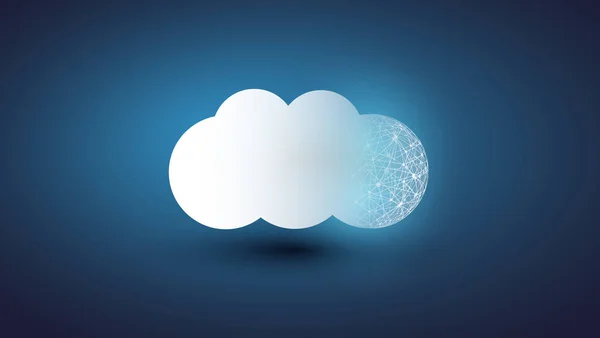 Cloud Computing Design Concept - cyfrowa sieć połączeń, technologia tło z Globe — Wektor stockowy