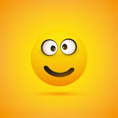 Emoji - basit parlak mutlu ifade sarı zemin üzerine - vektör tasarımı gülümseyen