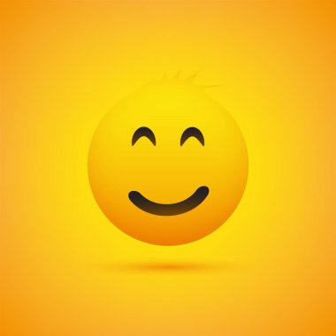 Emoji - basit parlak mutlu ifade sarı zemin üzerine - vektör tasarımı gülümseyen