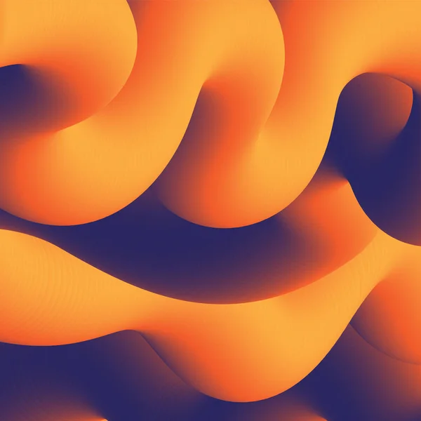 Фон с абстрактным оранжевым и черным шаблоном 3D кривых — стоковый вектор