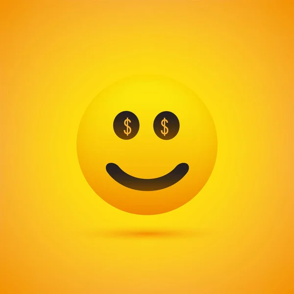 Emoji Sonriente Con Dólar Firma Los Ojos Emoticono Feliz Simple — Archivo Imágenes Vectoriales