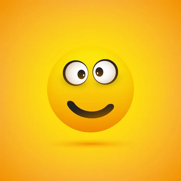 Emoji Souriant Emoticon Heureux Brillant Simple Sur Fond Jaune Conception — Image vectorielle