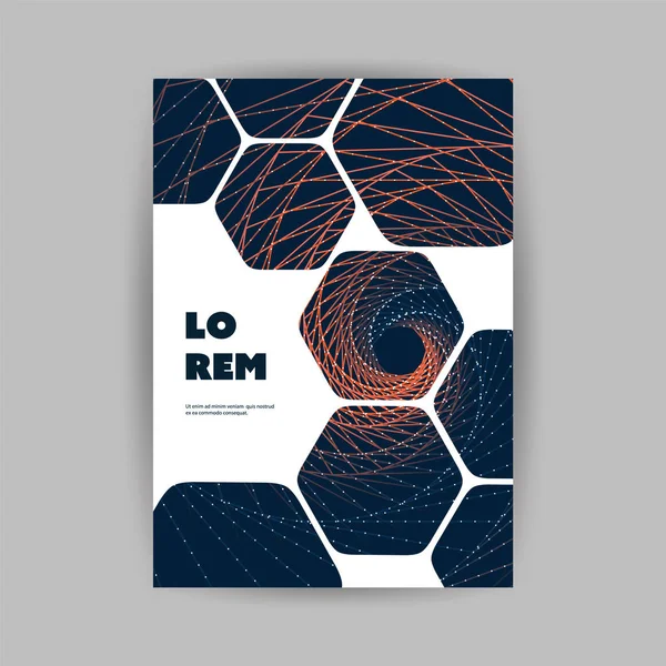 Estilo moderno Tiled Flyer ou Design de capa para o seu negócio com espiral Linhas Padrão - Modelo aplicável para relatórios, Apresentações, Placards, Cartazes, Guias de viagem — Vetor de Stock