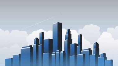 Metropolis - kentsel Cityscape vektör tasarım konsepti manzarası ve şehrin doğru giden karayolu ile