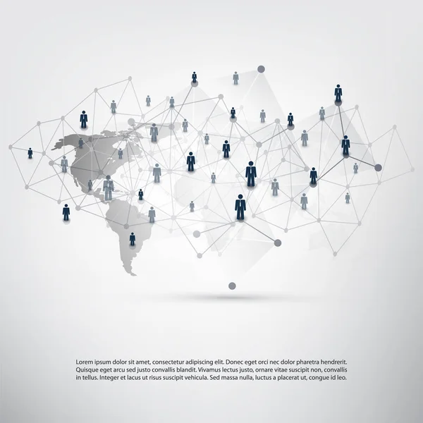 Sítě - globální podnikání připojení - sociální média koncept Design s mapou světa — Stockový vektor