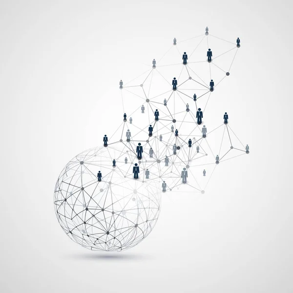 Dijital ağlar, küresel iş bağlantıları - sosyal medya konsept tasarımı ile dünya ve ağ kafes — Stok Vektör