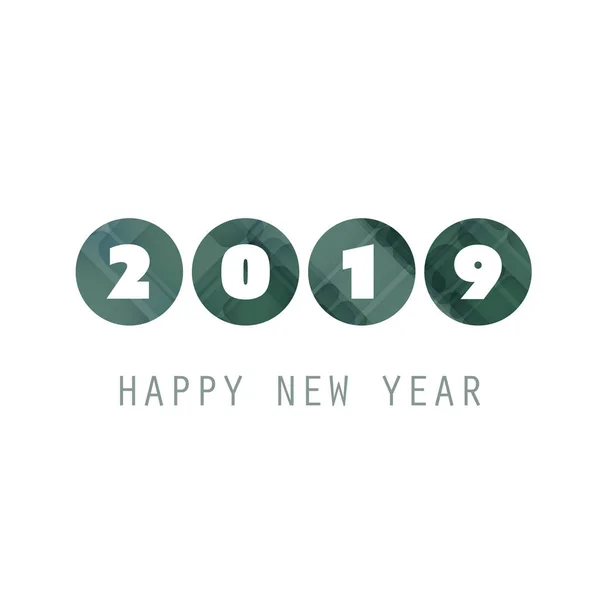 Tarjeta de Año Nuevo simple verde y blanco, portada o plantilla de diseño de fondo - 2019 — Vector de stock
