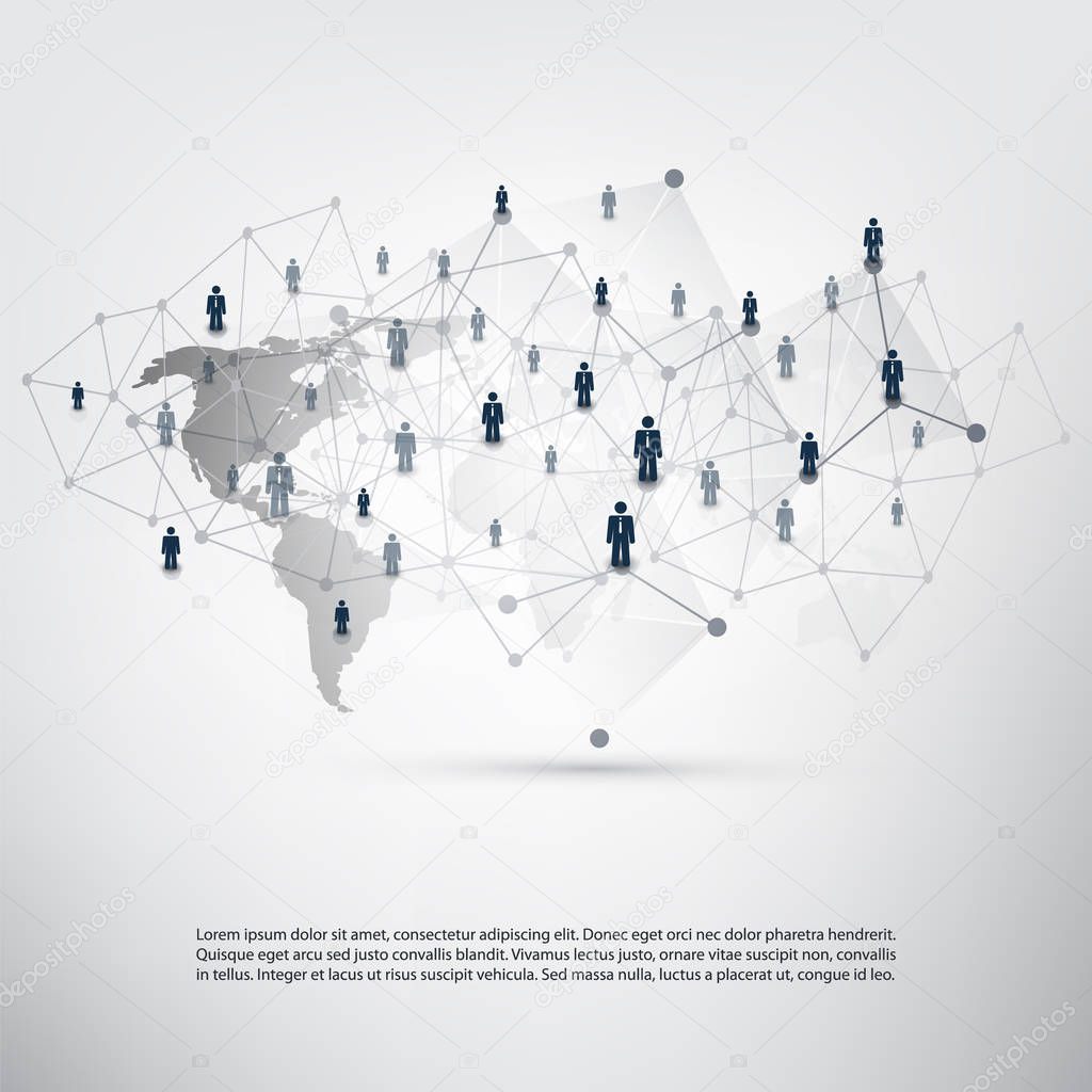 Networks - Global Business Connections - Social Media Concept Design with World Map