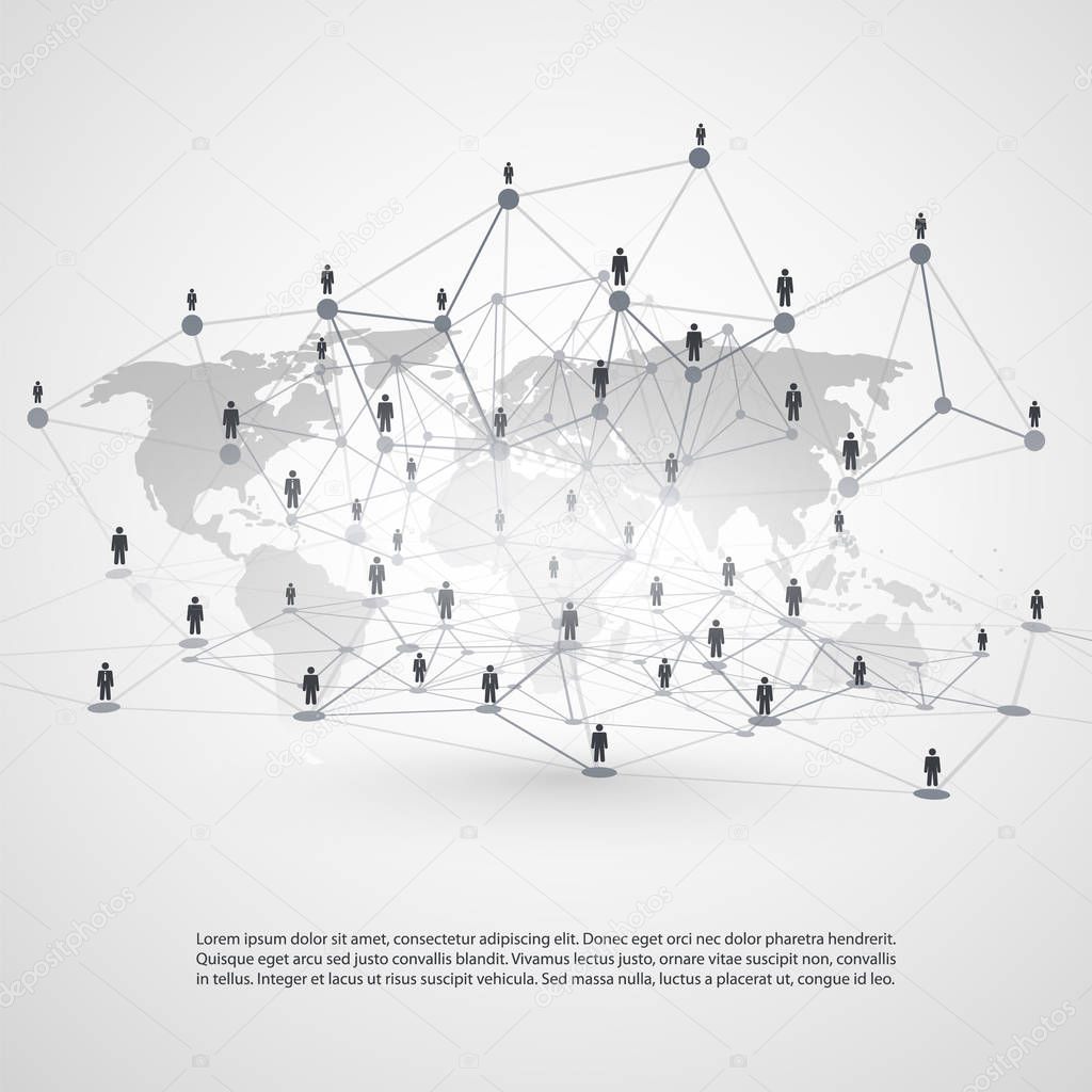 Networks - Global Business Connections - Social Media Concept Design with World Map