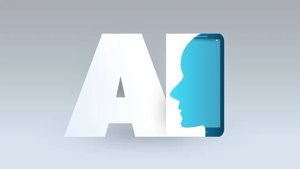 AI, mély tanulás és a jövőbeni technológiai koncepció kialakítása — Stock Vector