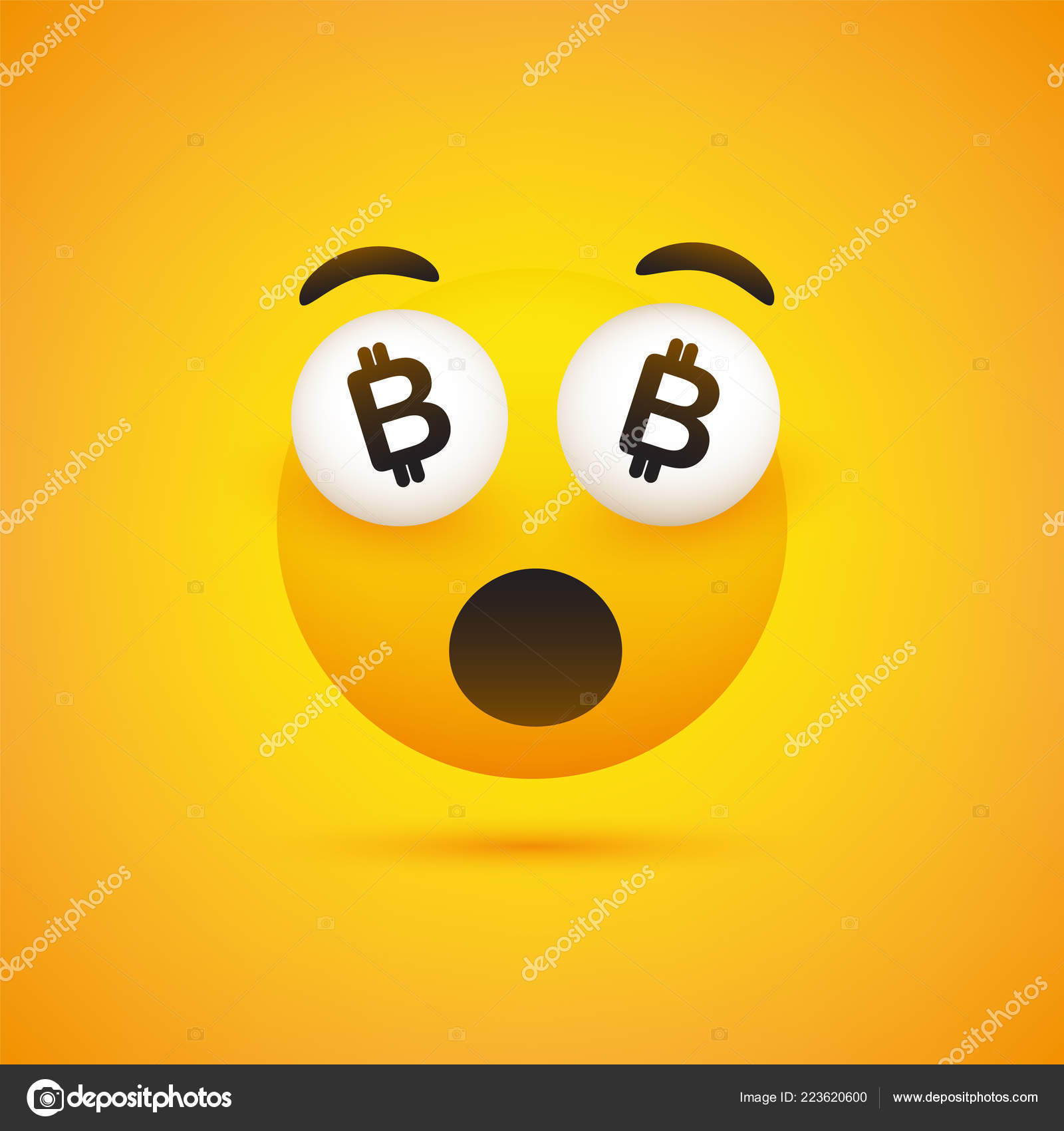 Emoji Surprised Face Bitcoin Sign Eyes Simple Happy Emoticon Yellow Stock  Vector by ©bagotaj 223620600