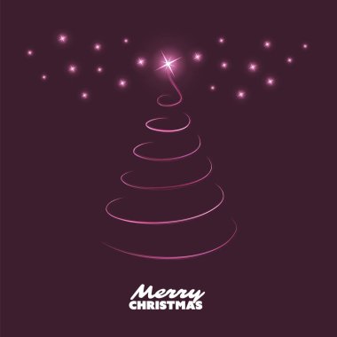 Mutlu yıllar, mutlu tatil kartı - parlak giderek ışıktan yapılmış karanlık Noel ağacı şekil