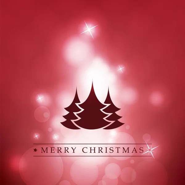 Röd och vit Modern stil Happy Holidays, god jul hälsning kort med etikett, suddig julgran på en glittrande bakgrund — Stock vektor