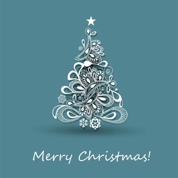 Boże Narodzenie drzewo kartkę z życzeniami, wakacje streszczenie tło, kreatywnych szablon — Wektor stockowy