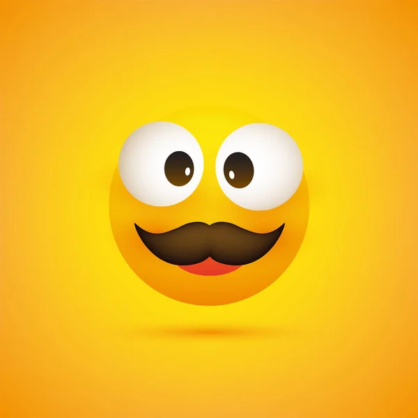 Smiling Fabji Simply Happy Ticon Squint Pop Out Eyes Mustache — стоковый вектор