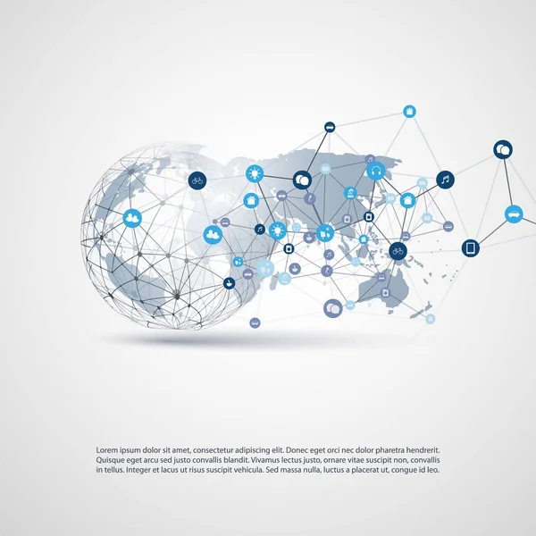 Internet van dingen, Cloud Computing Design Concept met pictogrammen - digitale netwerkverbindingen, technische achtergrond — Stockvector