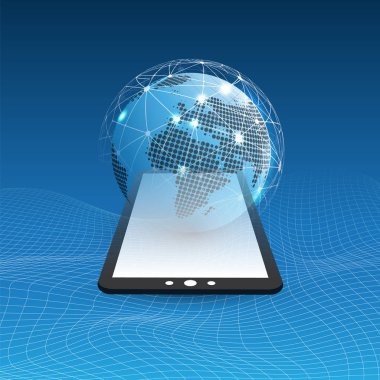 Dijital Ağ bağlantıları, teknolojik altyapı - Cloud Computing tasarım konsepti ile dünya küre