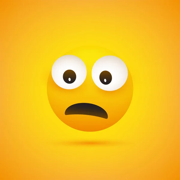 Λυπημένος Και Έκπληκτος Emoji Pop Μάτια Απλή Emoticon Κίτρινο Φόντο — Διανυσματικό Αρχείο