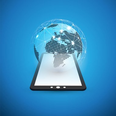 Dijital Ağ bağlantıları, teknolojik altyapı - Cloud Computing tasarım konsepti ile dünya küre