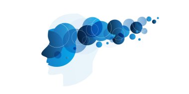 Duvar kağıdı, arka plan, el ilanı, açılış sayfası veya insan veya Robot kafa ve soyut desen - raporlar, sunumlar, posterlerini açmaları için posterler - yaratıcı vektör şablonu geçerli kapak tasarımı