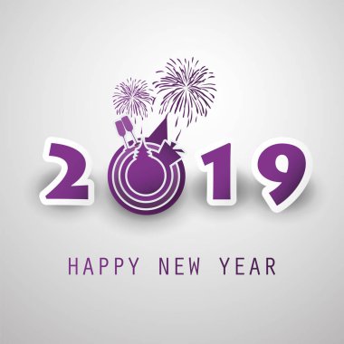 En iyi dilek - soyut Modern tarzı mutlu yeni yıl tebrik kartı veya arka plan, yaratıcı tasarım şablonu - 2019