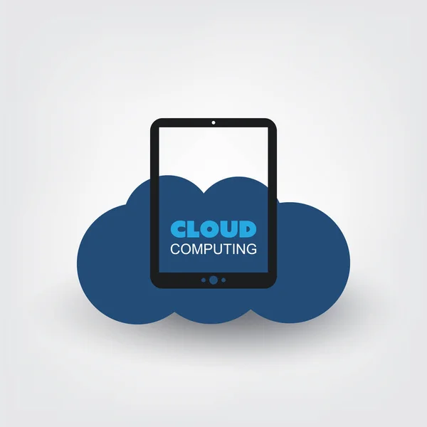 Cloud Computing Designkonzept mit Tablet PC - digitale Netzwerkverbindungen, technologischer Hintergrund — Stockvektor