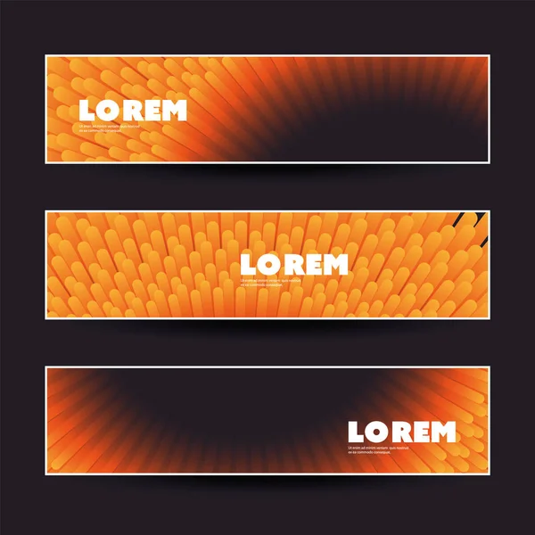 Horizontales buntes Banner oder Header-Design für Ihr Unternehmen mit abstrakten orangen und schwarzen 3D-Mustern — Stockvektor