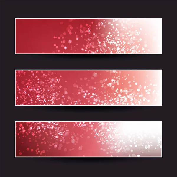 Set of Dark Red Horizontal Sparkling Header or Banner Designs for Christmas, New Year, Seasonal Events or Holidays — Stock Vector