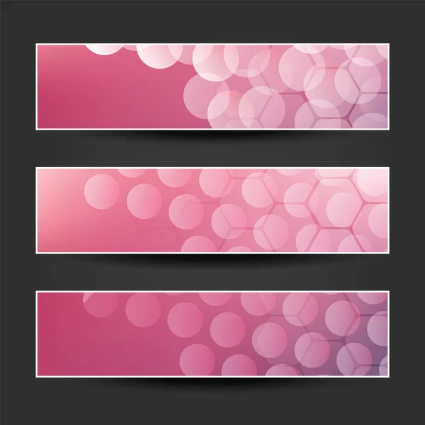 Set of Pink, Claret and Purple Horizontal Banner Designs with Geometric Pattern — Stock Vector