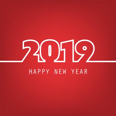  Basit beyaz ve kırmızı yeni yıl kartı, kapak veya arka plan tasarım şablonu - 2019 