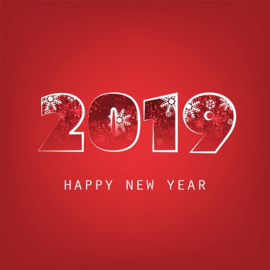 En iyi dilek - soyut beyaz ve kırmızı Modern tarzı mutlu yeni yıl tebrik kartı veya arka plan, yaratıcı tasarım şablonu - 2019 