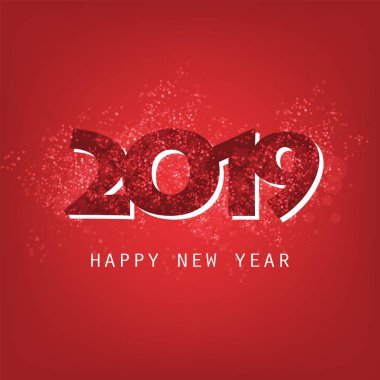 En iyi dilek - soyut koyu kırmızı Modern tarzı mutlu yeni yıl tebrik kartı veya arka plan, yaratıcı tasarım şablonu - 2019 