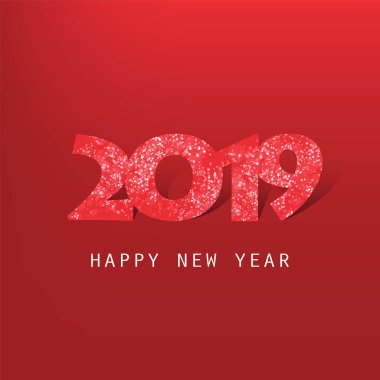 En iyi dilek - soyut koyu kırmızı Modern tarzı mutlu yeni yıl tebrik kartı veya arka plan, yaratıcı tasarım şablonu - 2019