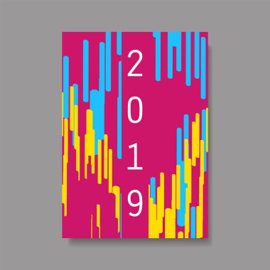 Yeni yıl el ilanı, kart veya arka plan vektör tasarımı - 2019