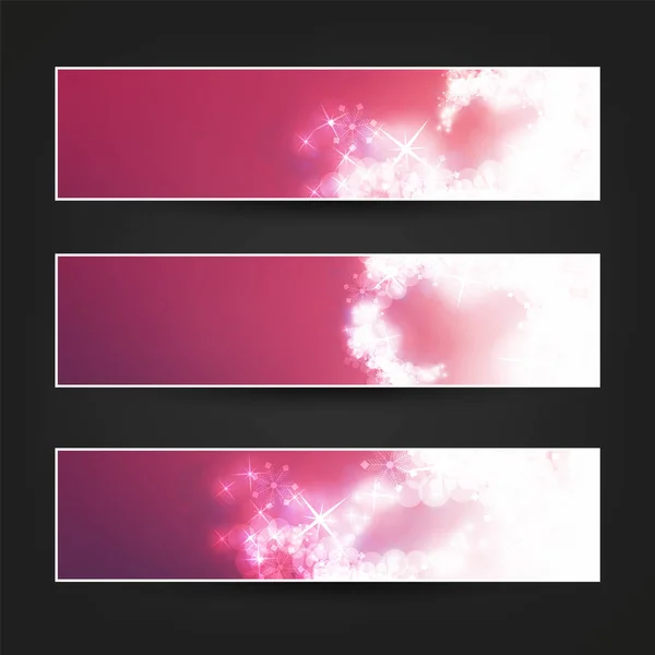 Conjunto de desenhos de fundo de banner ou cabeçalho horizontal - Cores: Roxo, Claret, Branco - Web Ad Templates para o Natal, Ano Novo ou outros eventos sazonais ou feriados — Vetor de Stock