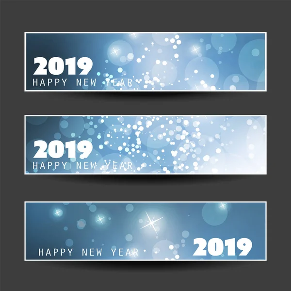 Aantal horizontale Kerstmis, Nieuwjaar Headers of Banners Design - 2019 — Stockvector