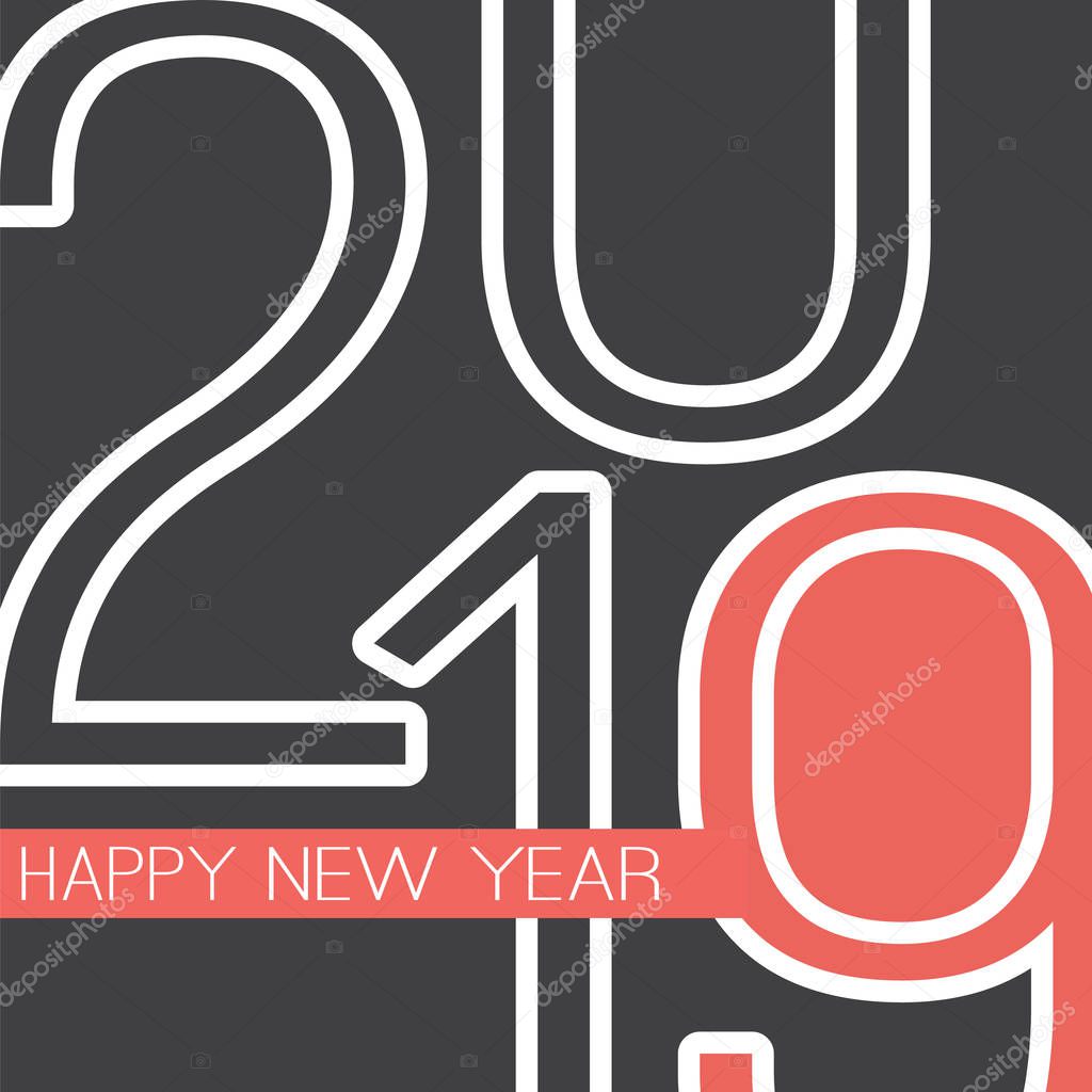 Best Wishes - Retro Style Happy New Year Greeting Card or Background, Creative Design Template - 2019