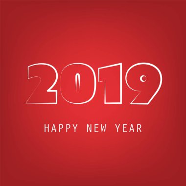 En iyi dilek - soyut beyaz ve kırmızı Modern tarzı mutlu yeni yıl tebrik kartı veya arka plan, yaratıcı tasarım şablonu - 2019 