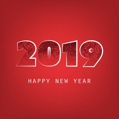 En iyi dilek - soyut koyu kırmızı Modern tarzı mutlu yeni yıl tebrik kartı veya arka plan, yaratıcı tasarım şablonu - 2019 