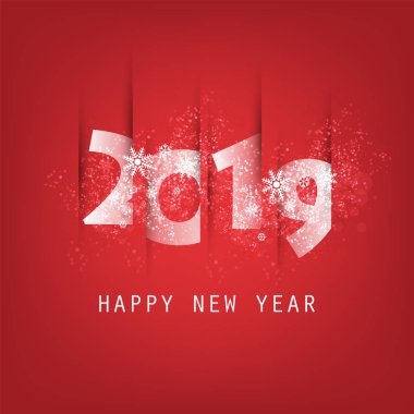 En iyi dilek - soyut beyaz ve kırmızı Modern tarzı mutlu yeni yıl tebrik kartı veya arka plan, yaratıcı tasarım şablonu - 2019 