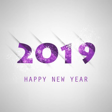 En iyi dilek - soyut gri ve mor Modern tarzı mutlu yeni yıl tebrik kartı veya arka plan, yaratıcı tasarım şablonu - 2019 