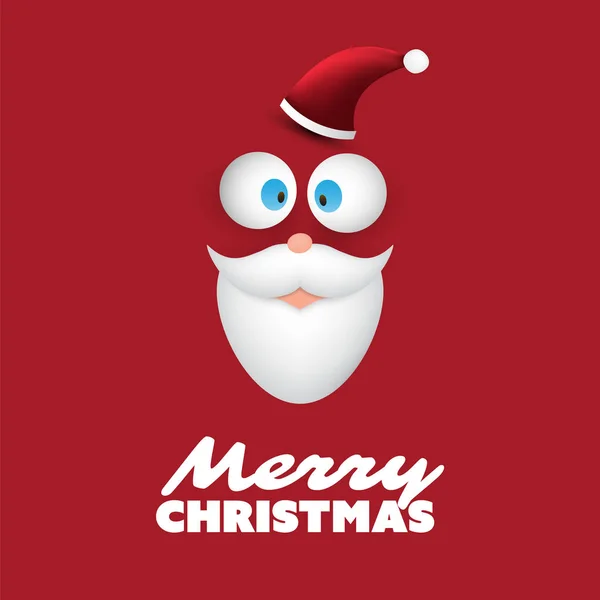 Tarjeta de Feliz Navidad con Funny Santa Claus Face, Pop Out Eyes y Barba Blanca — Vector de stock