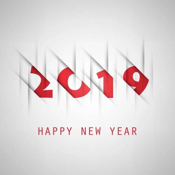 简单的红色和灰色新年贺卡, 封面或背景设计模板-2019年 — 图库矢量图片